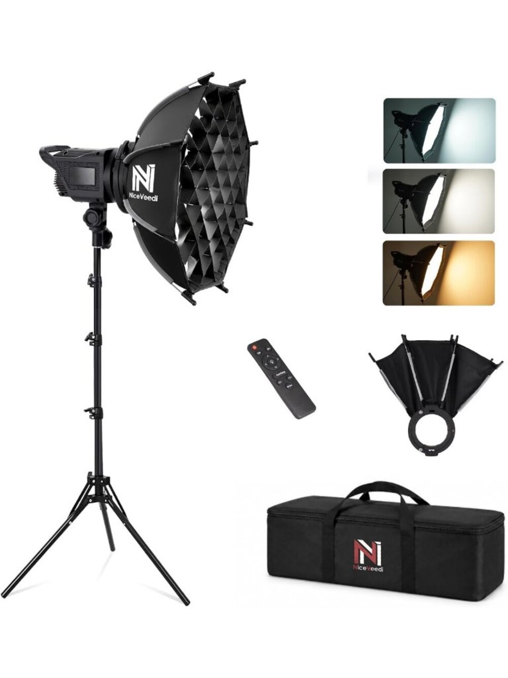 Softbox Lighting Kit - 2700-6500K LED, Quick-Release Softbox, Remote, Tripod for